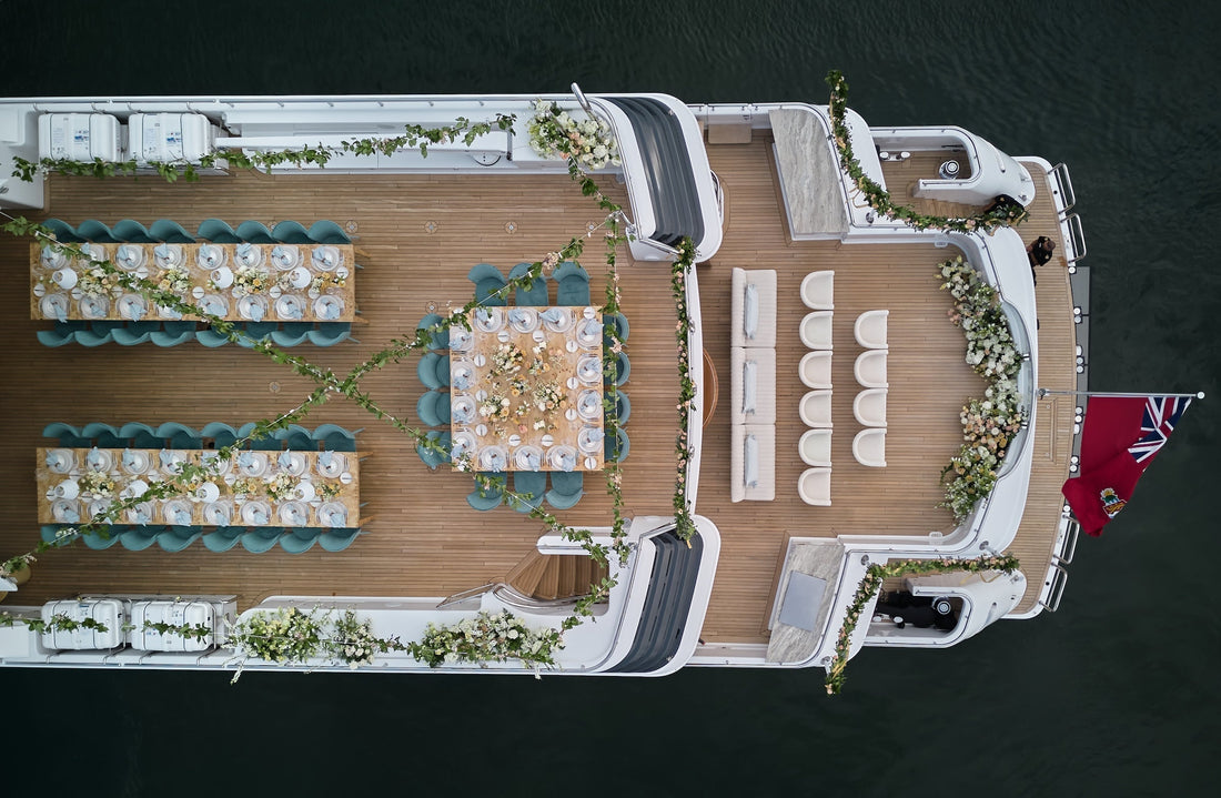 Native Poppy wedding florals on a yacht in San Diego