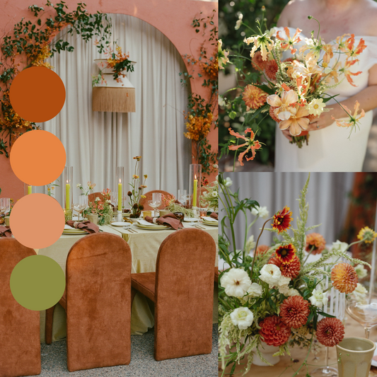 Fall wedding color palette with real example florals