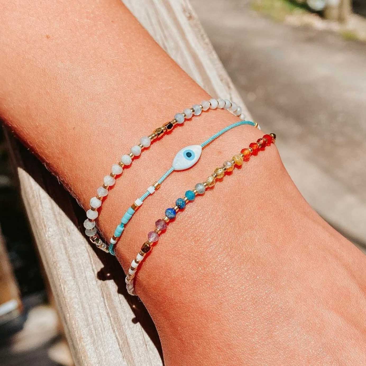 Rainbow Gemstone Stacking Bracelet