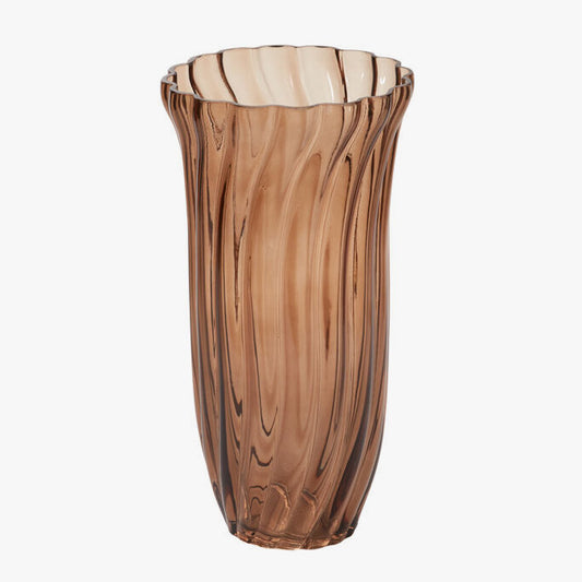 Brown glass vase on a white background