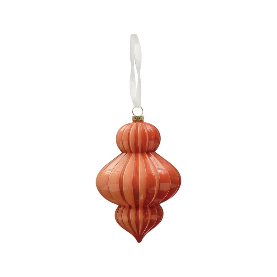 Coral Glass Finial Ornament
