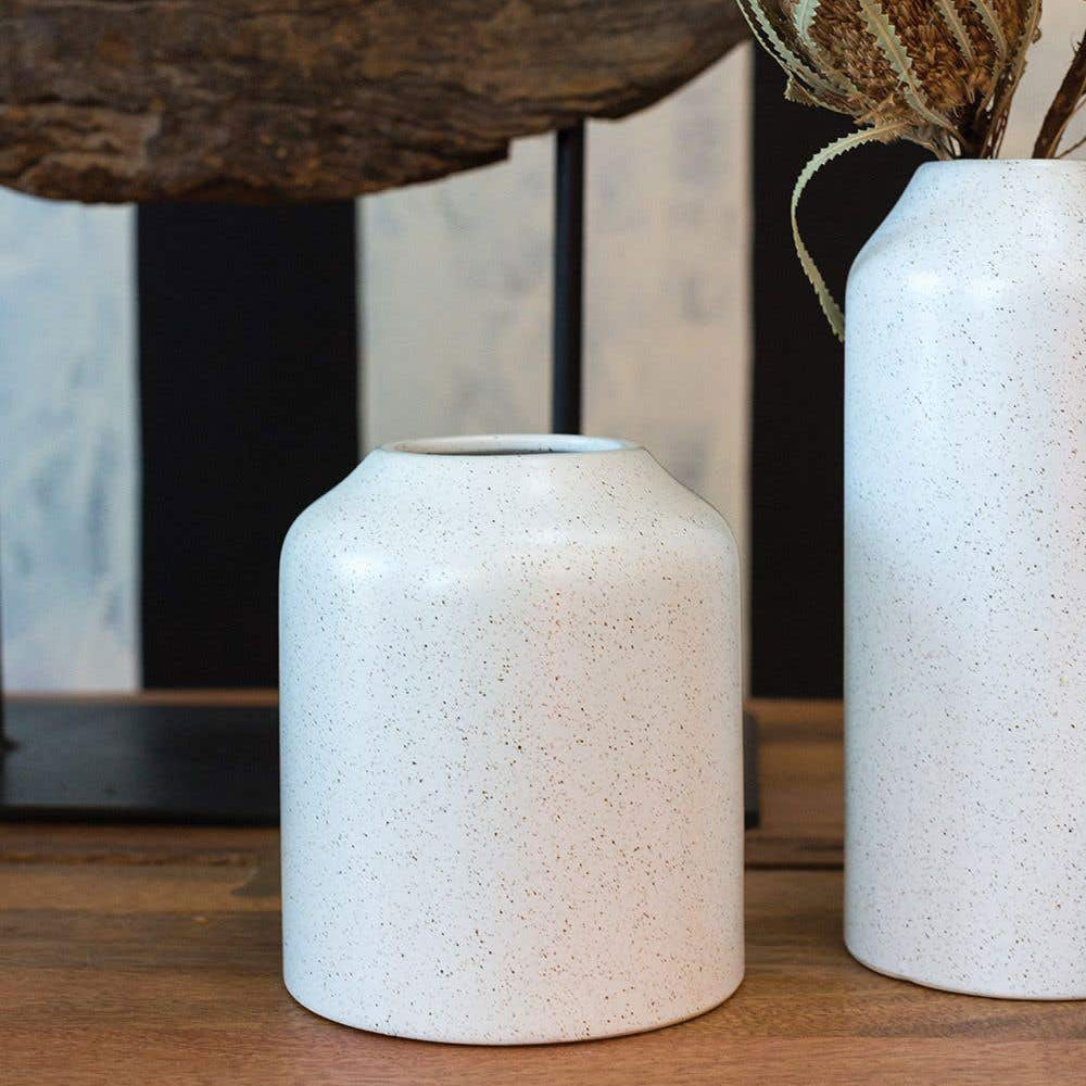 Flynn Ceramic Vase on wood shelf