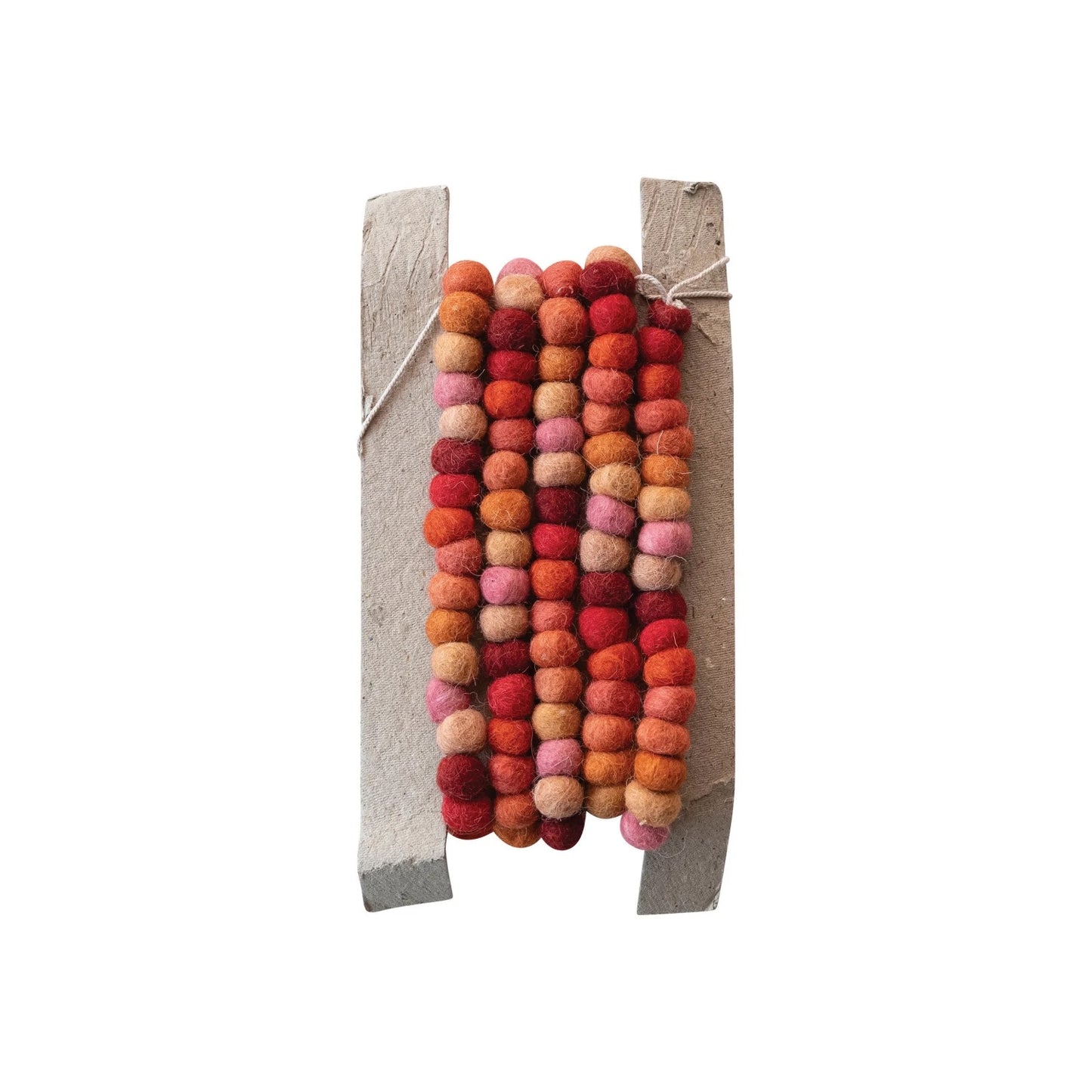 wool felt ball garland in shades of red