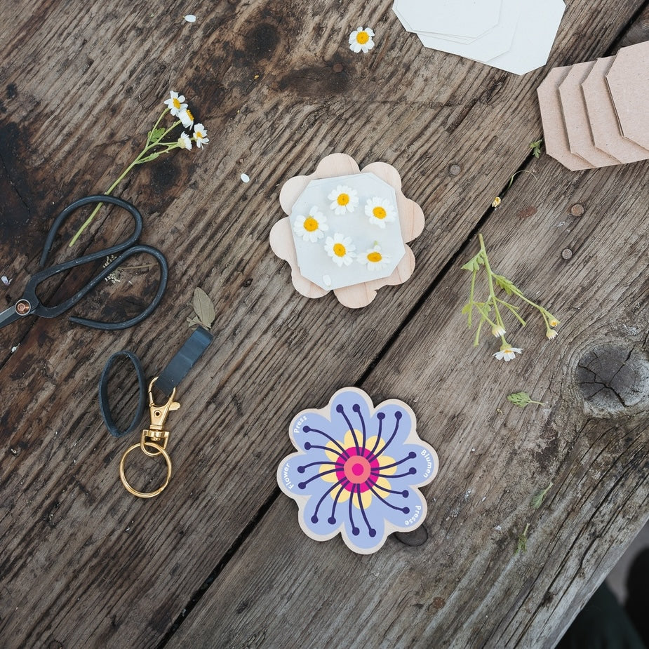 Blue Portable Keyring Flower Press