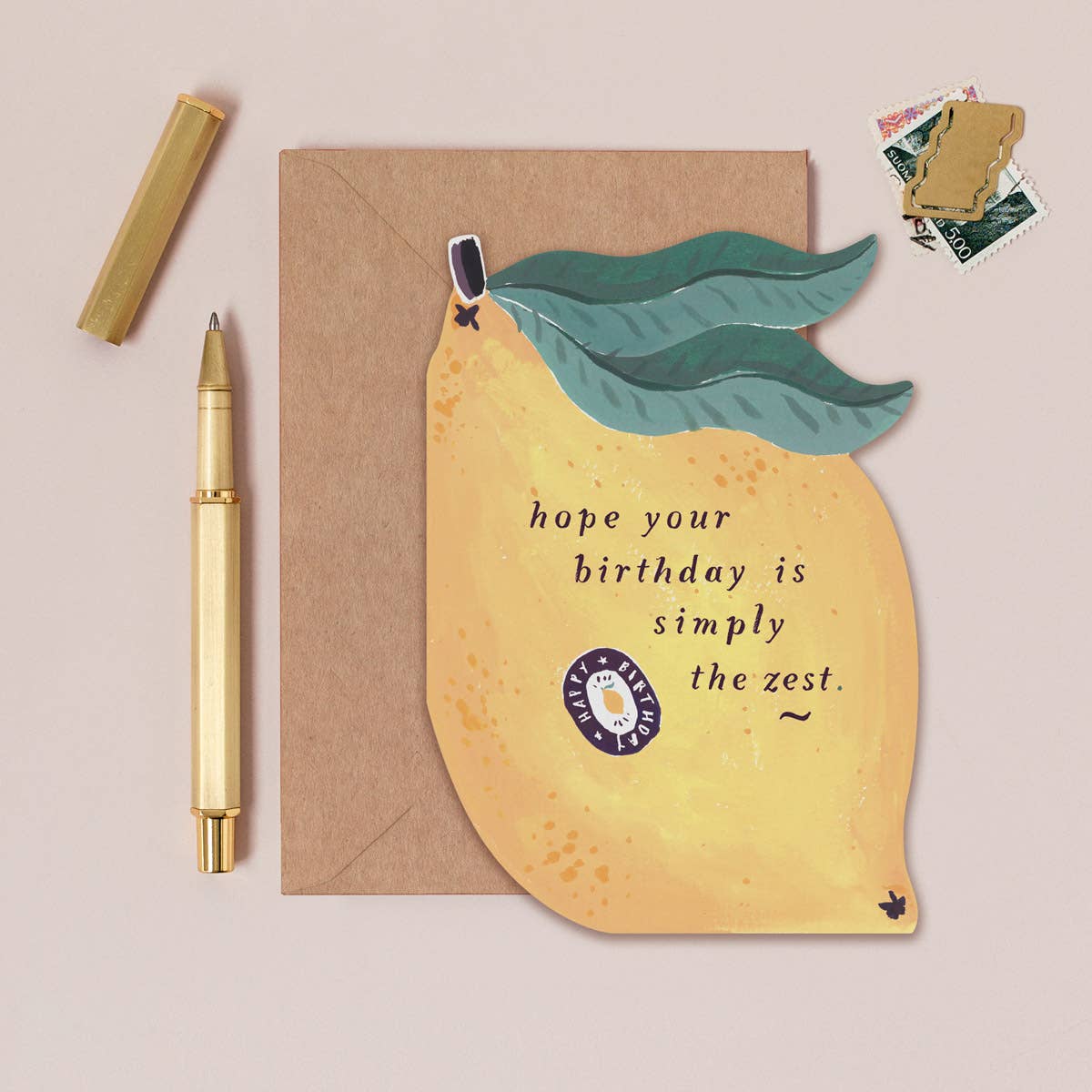Lemon Zest Birthday Card from Sister Paper Co. with pen