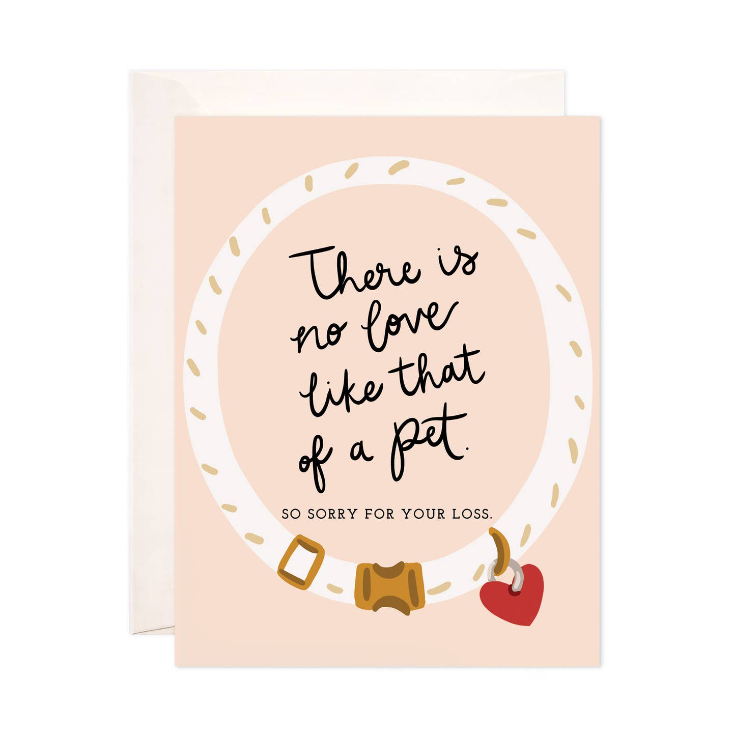 Greeting card with a pet collar and the message "There is no love like that of a pet."