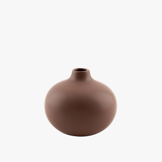 Dark brown ceramic vase on a white background
