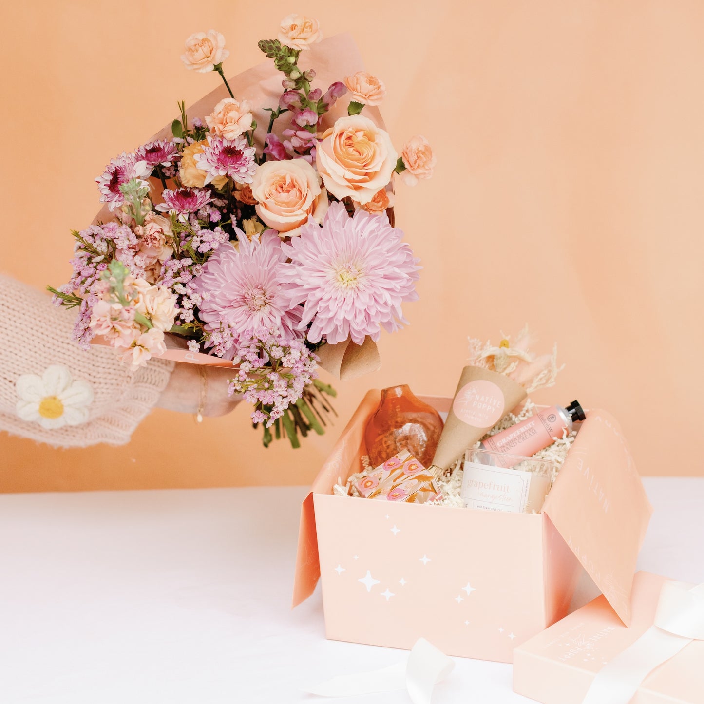 Fresh flower bouquet and Mother's Day Gift Box from Native Poppy