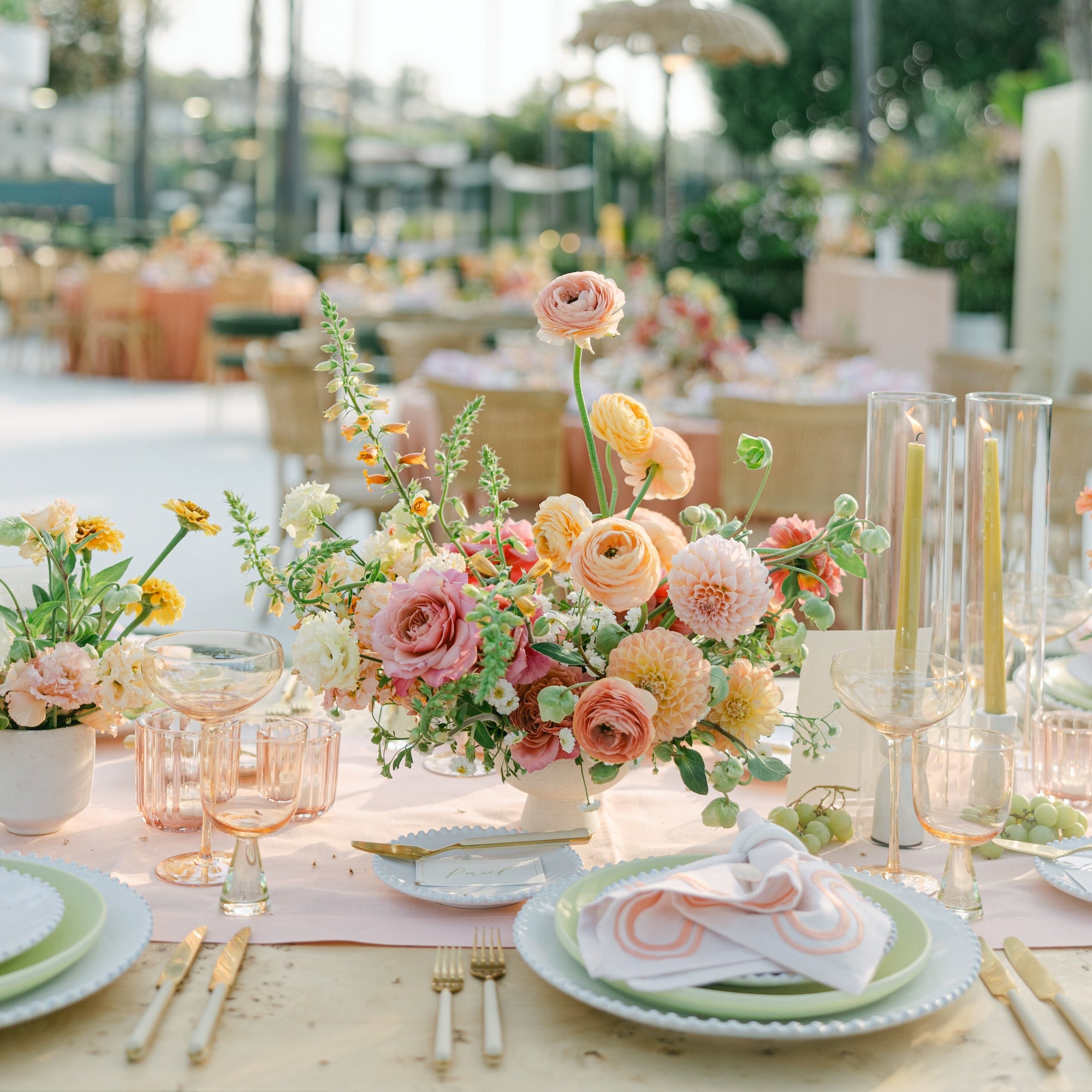 Native Poppy wedding flowers at La Jolla Tennis Club in San Diego