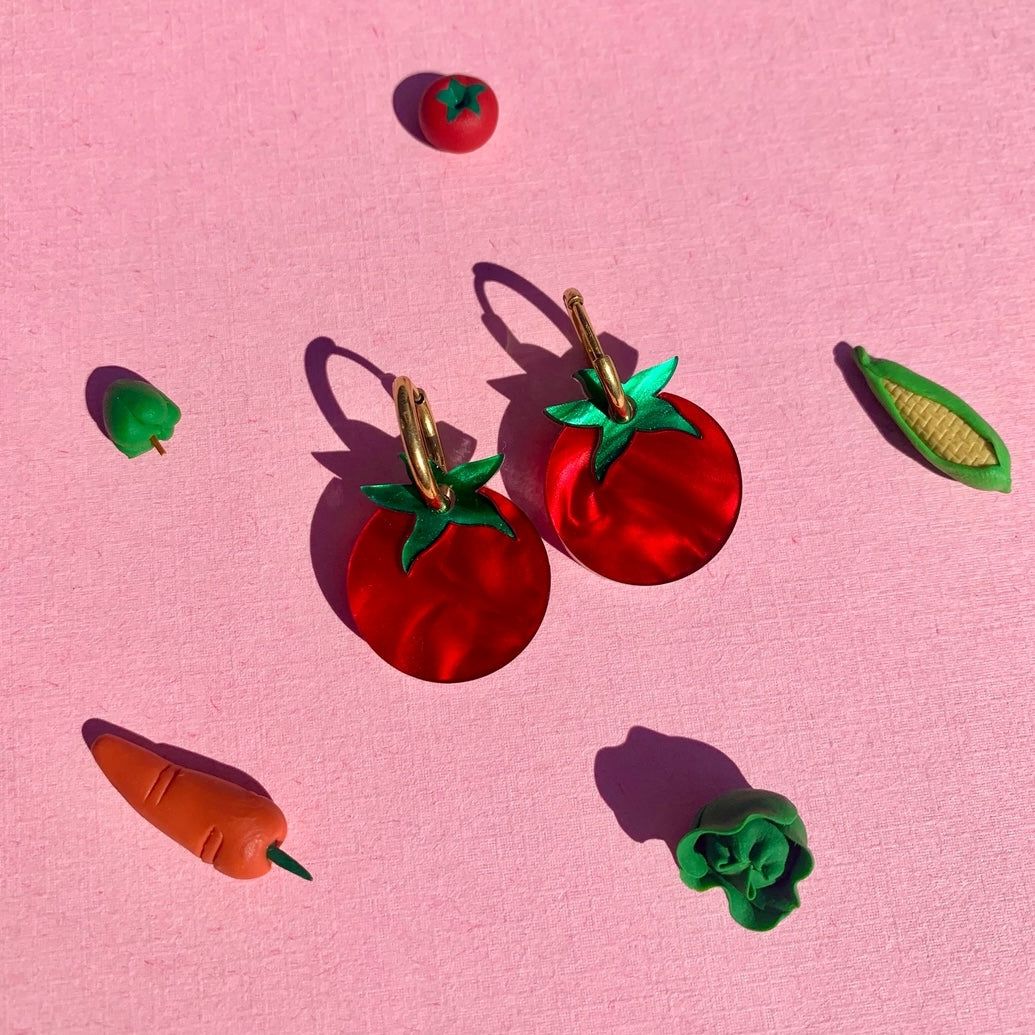 Tiny Tomatoes Acrylic Earrings