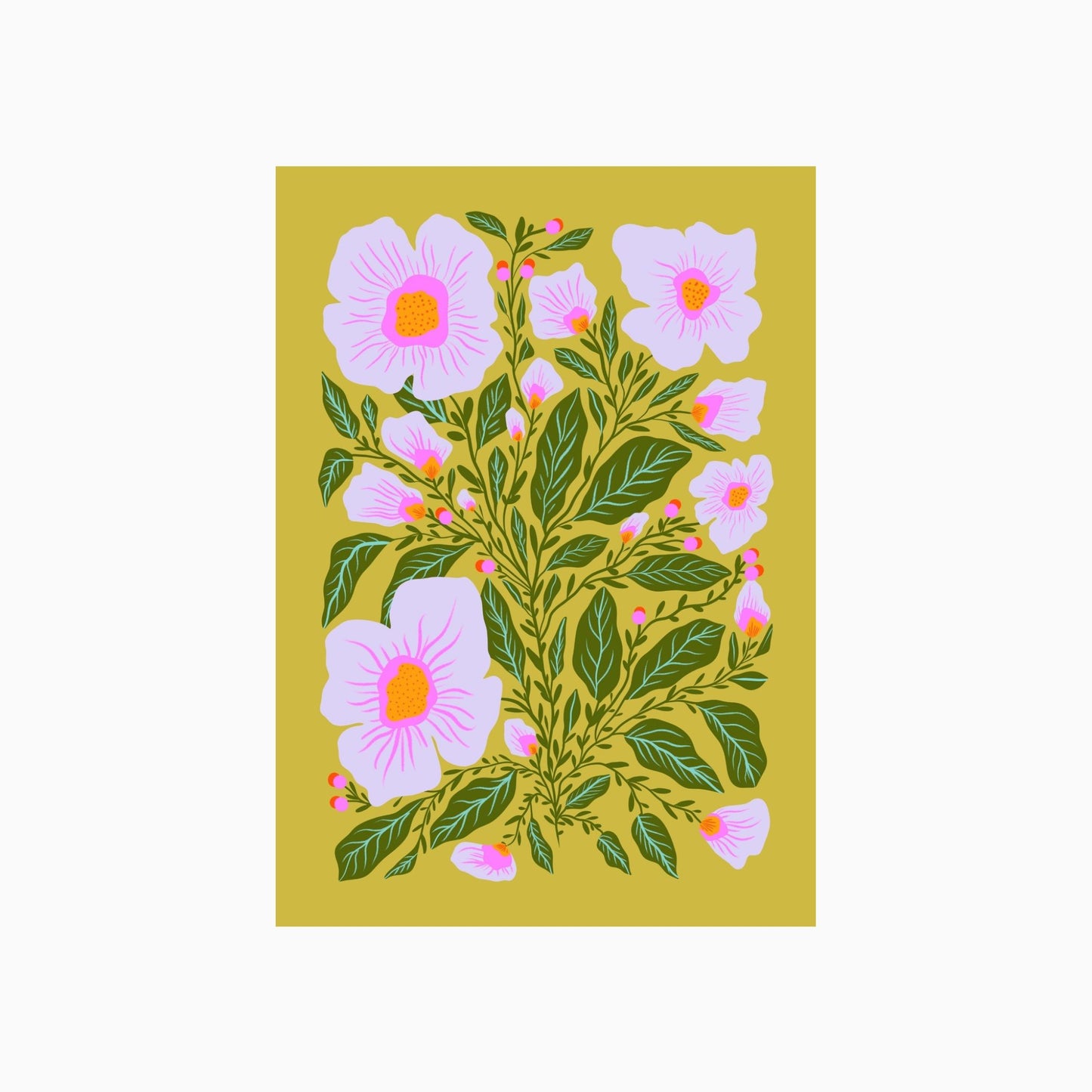 Green and Lilac Blooms Art Print