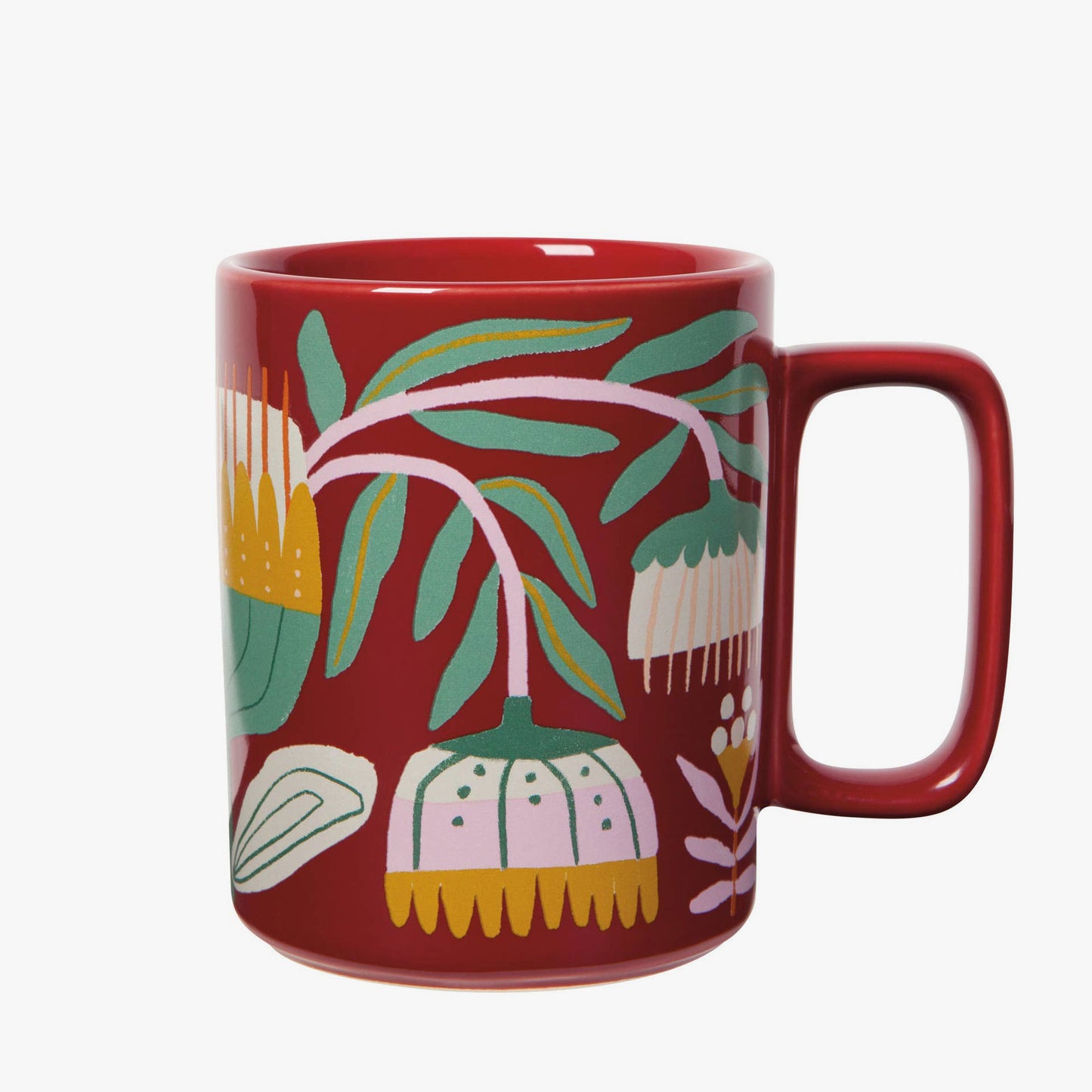 Tangled Florals Mug - red mug with floral lilustration