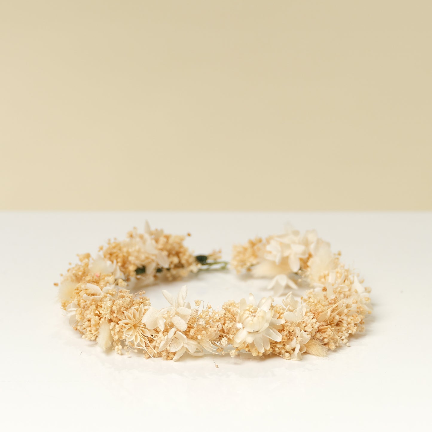 Dried Flower Crown from Native Poppy made with a variety of white blooms