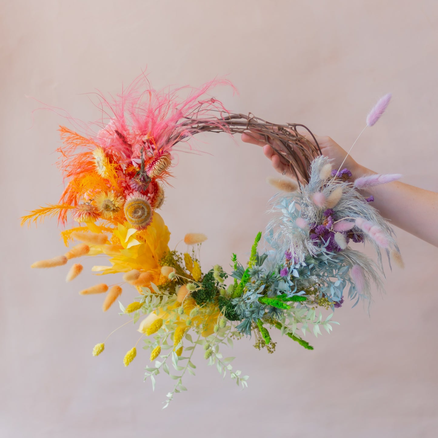 Rainbow Dried Wreath