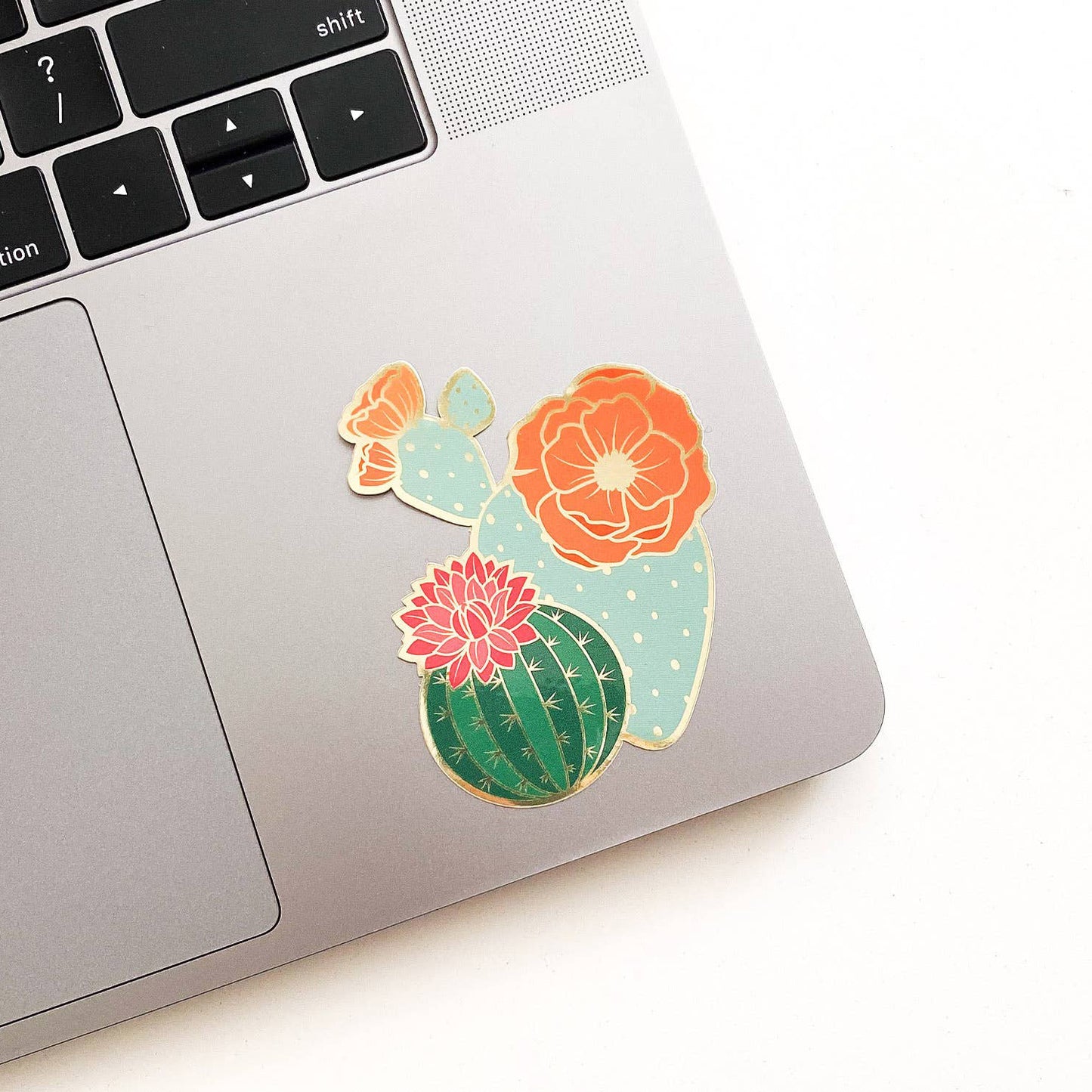 Metallic cacti blooms sticker