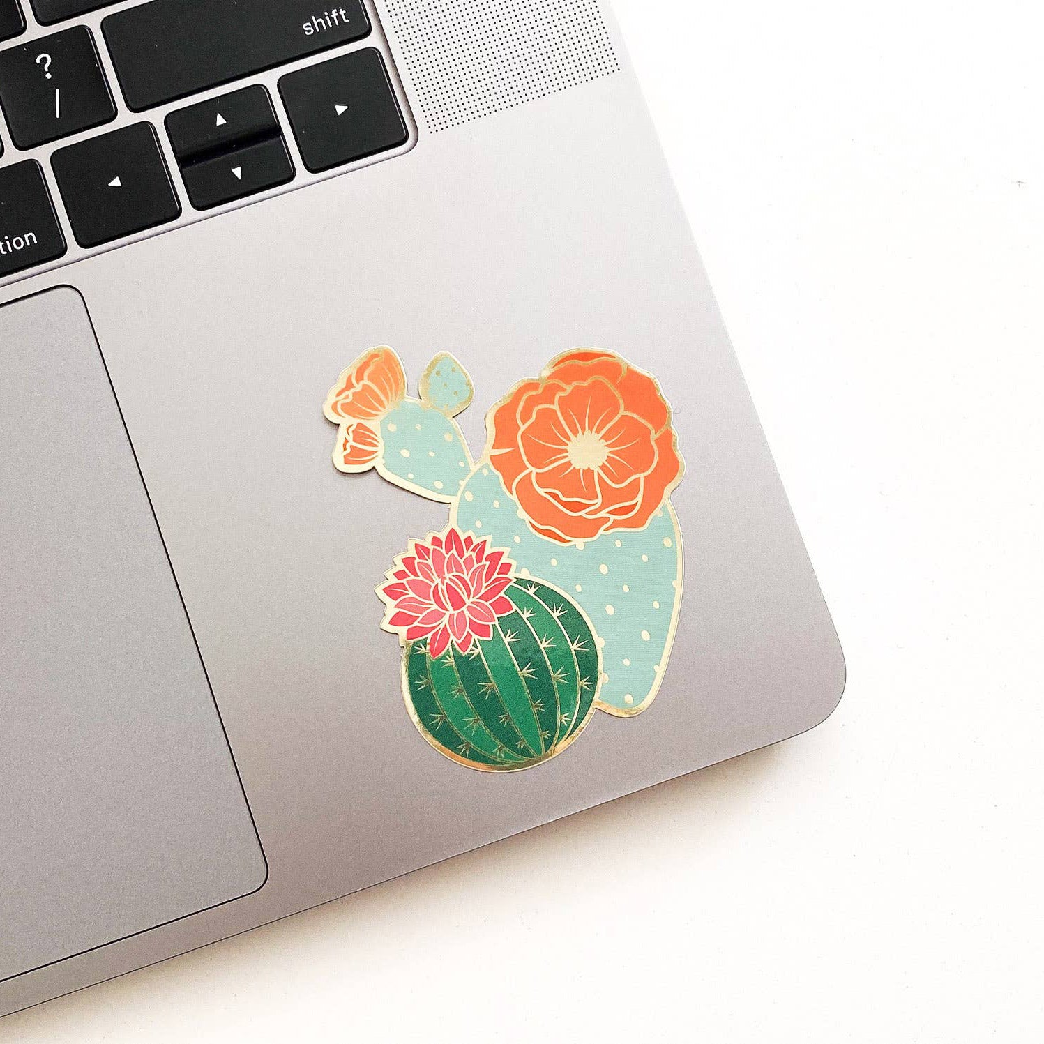 Metallic cacti blooms sticker