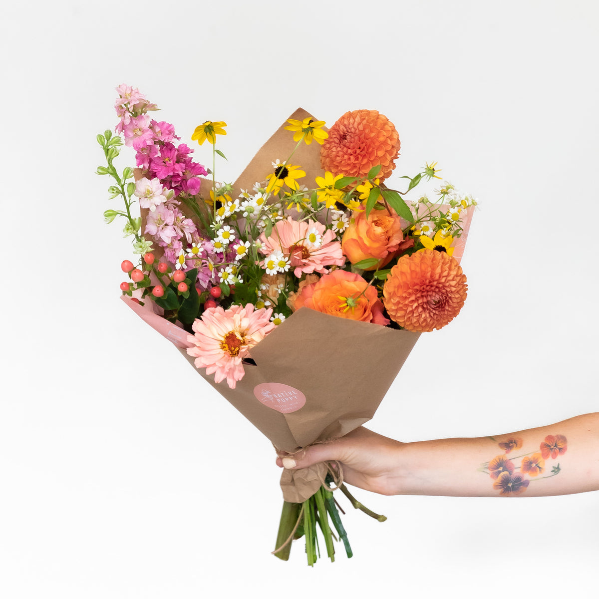 double fresh flower bouquet wrap