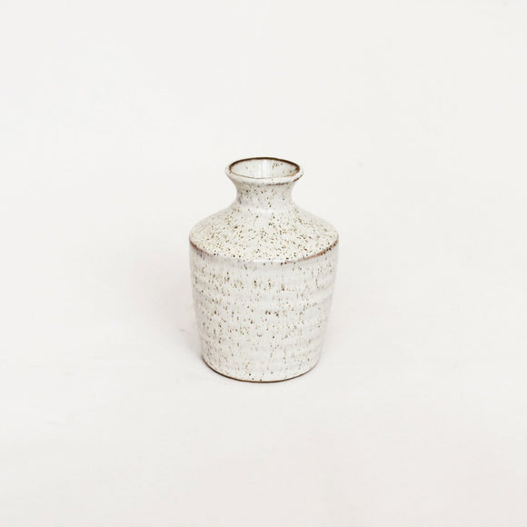 Hari Bud Vase - small white speckled ceramic vase