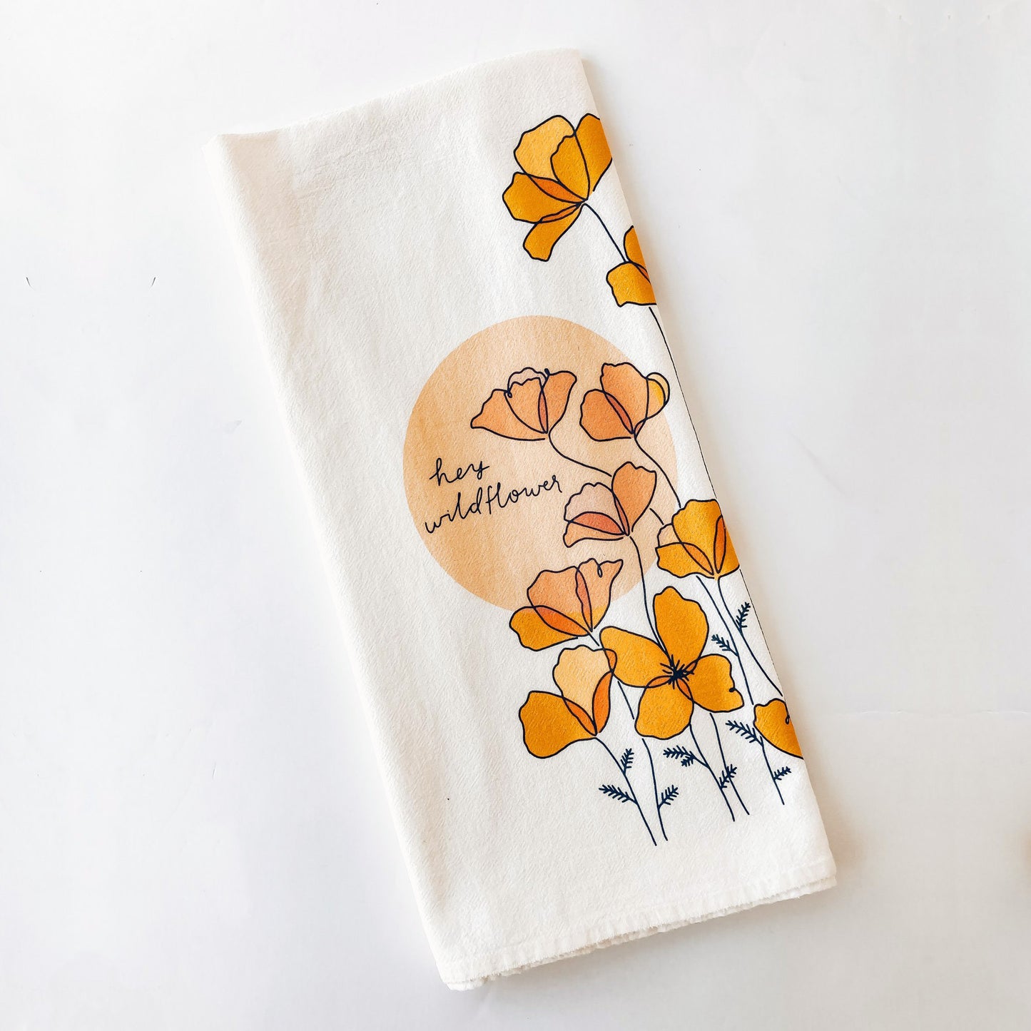 Native Poppy flour sack tea towel
