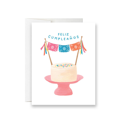 Feliz Cumpleaños - papel picado cake birthday card