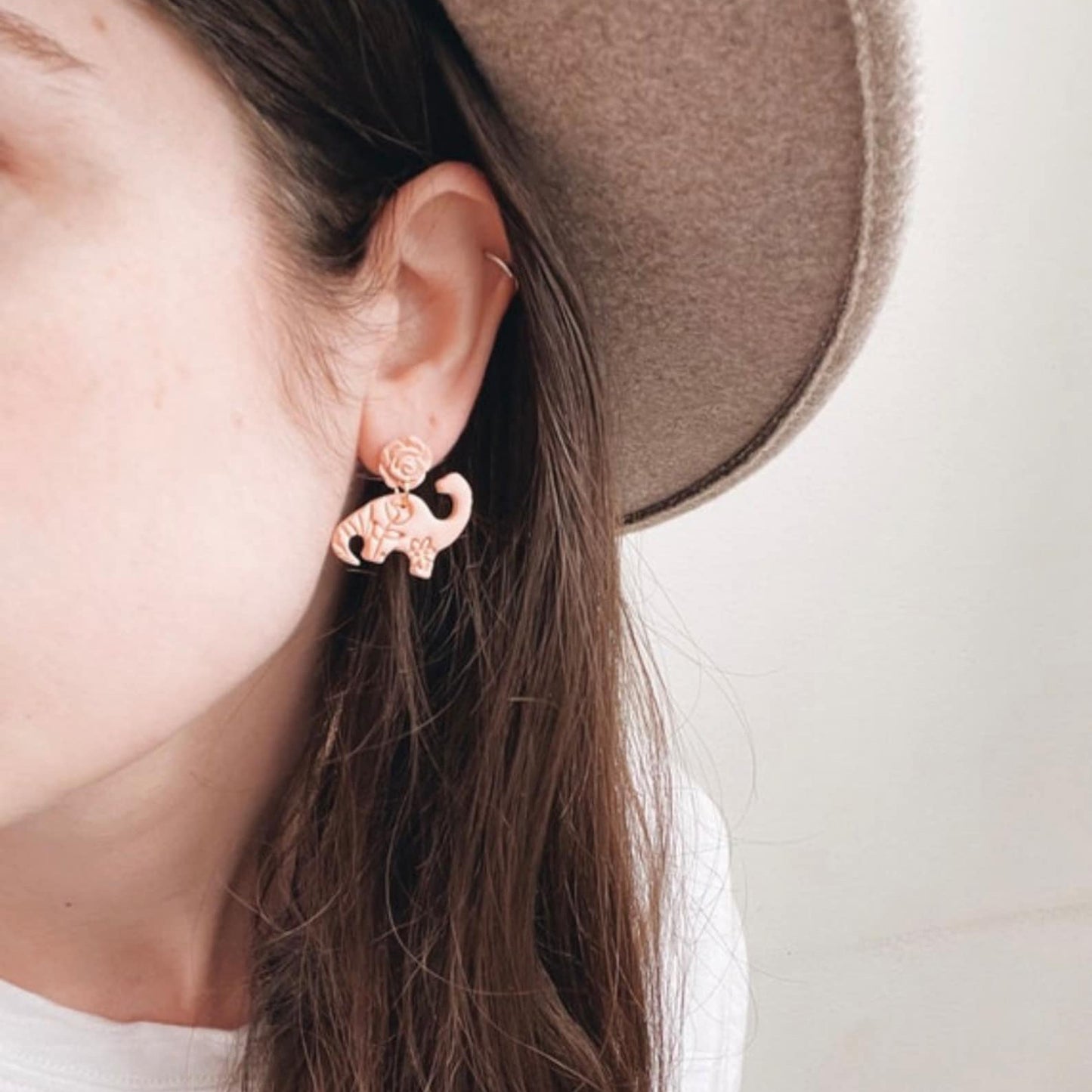 Floral Dinosaur Earrings