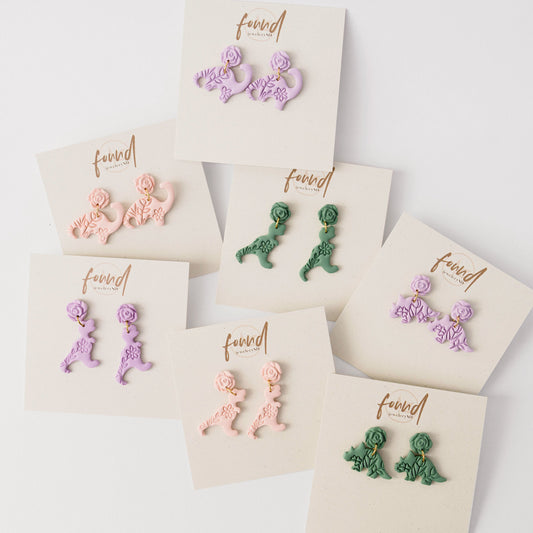 Floral Dinosaur Earrings