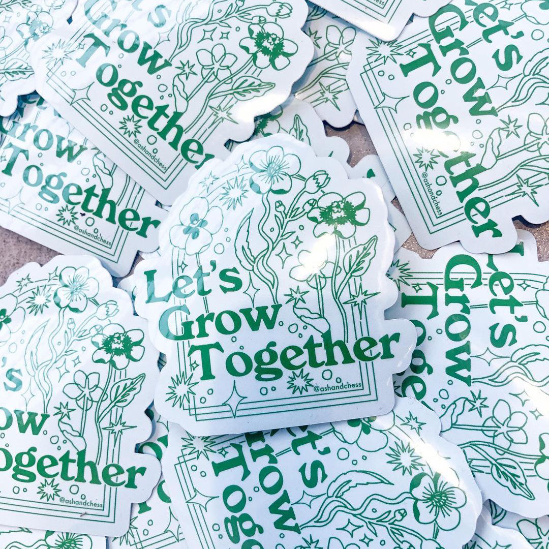 Pile of Let's Grow Together Stickers