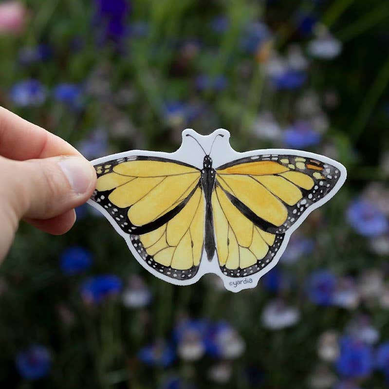 Monarch Butterfly Sticker held by the artist
