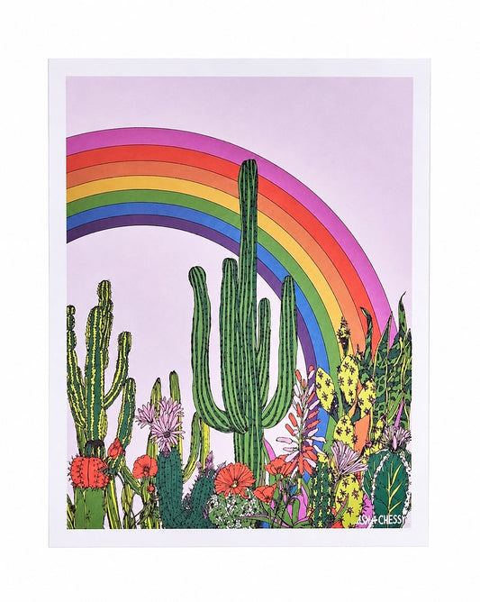 Rainbow Cactus Art Print