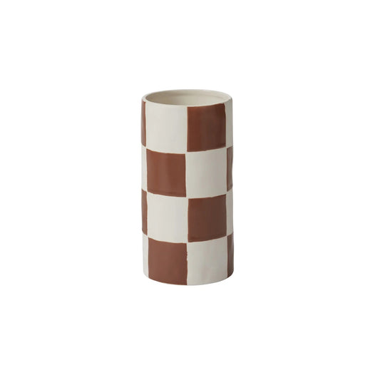 Brown Checkerboard Vase