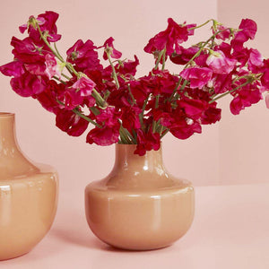 Alma Glass Vase with red sweet pea flower arrangement