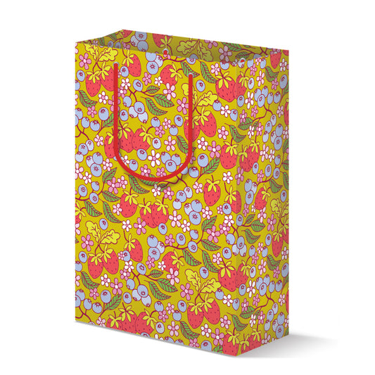 Floral-patterned shopping bag on a white background