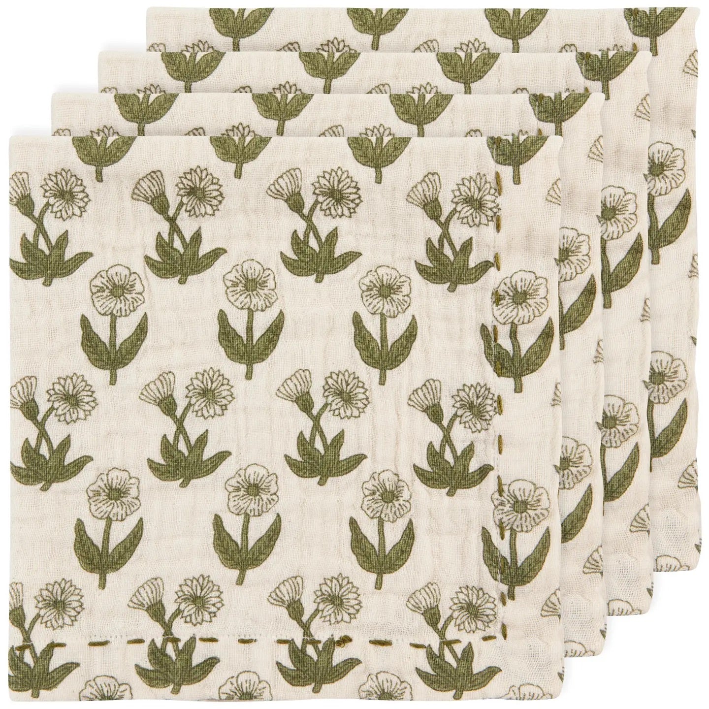 Light and airy, soft and inviting - the three layer Bloom Kantha napkins set adds a breath of fresh air to any gathering. 