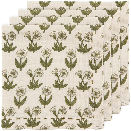 Light and airy, soft and inviting - the three layer Bloom Kantha napkins set adds a breath of fresh air to any gathering. 