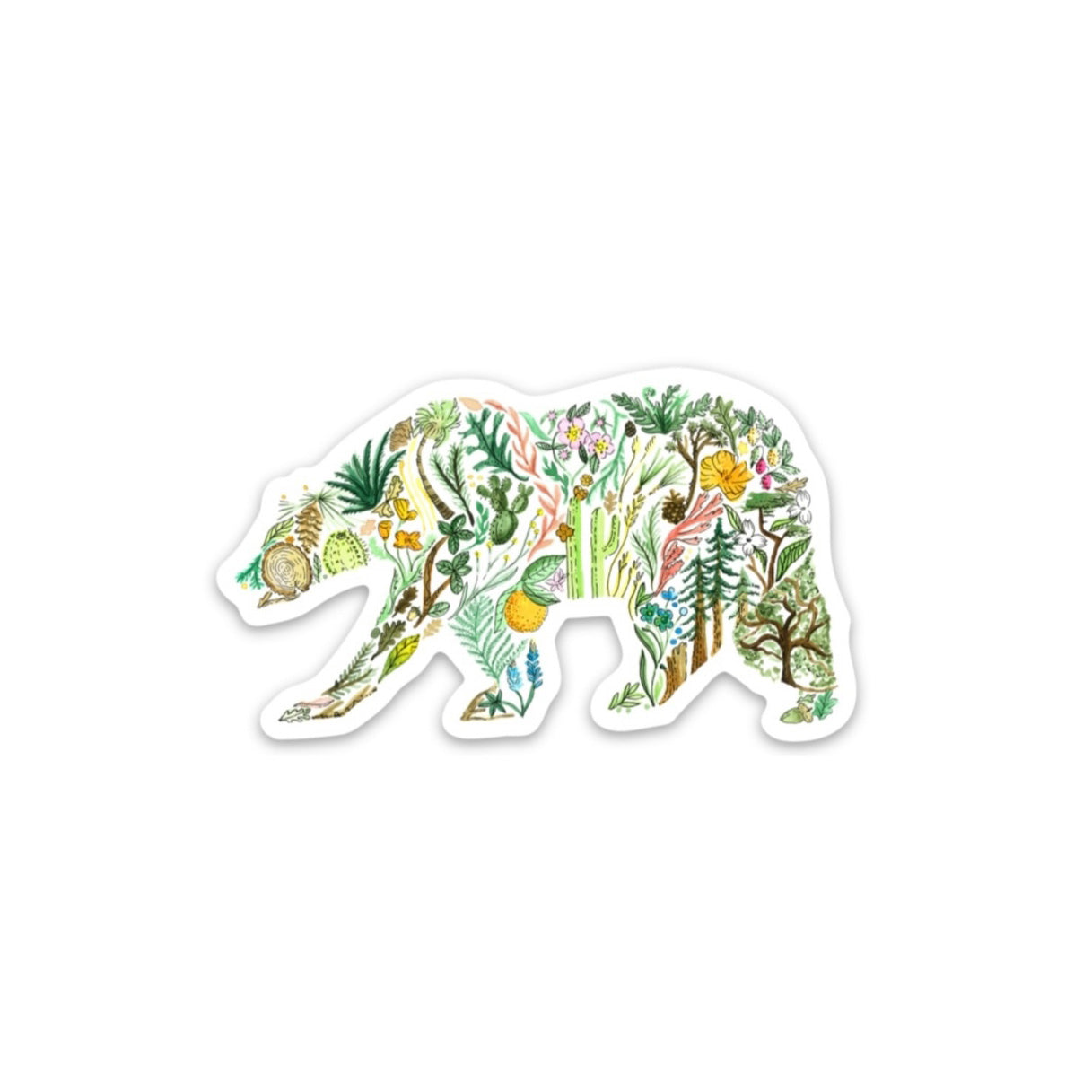 California Bear Flora Sticker