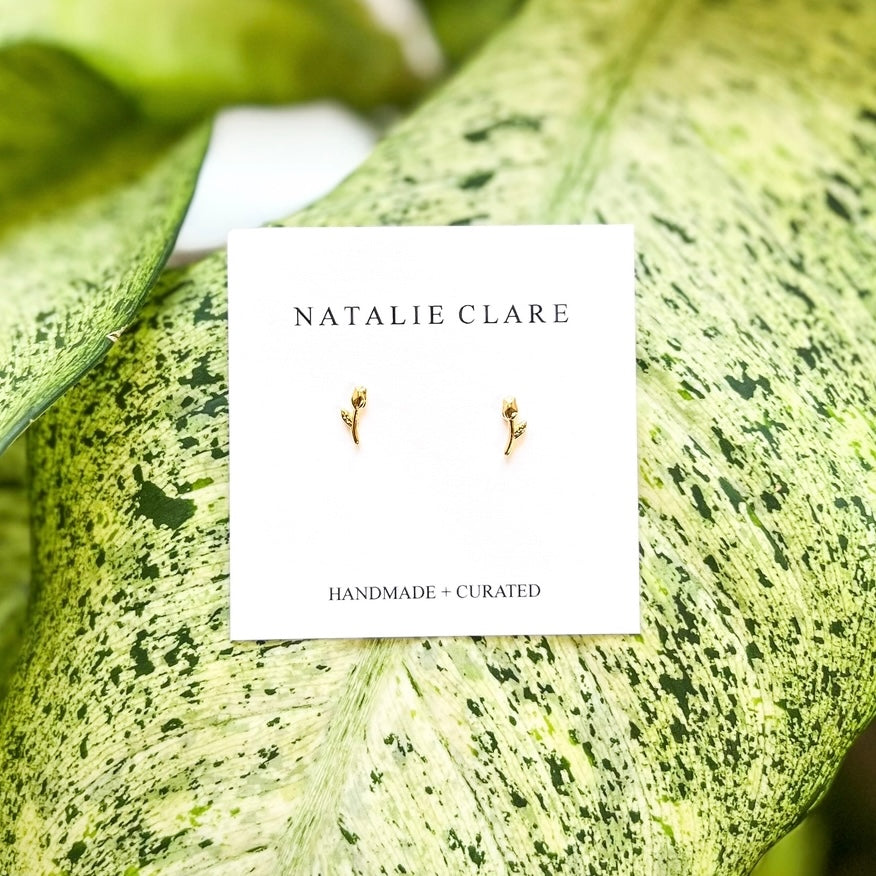 Delicate Rose Stud Earrings