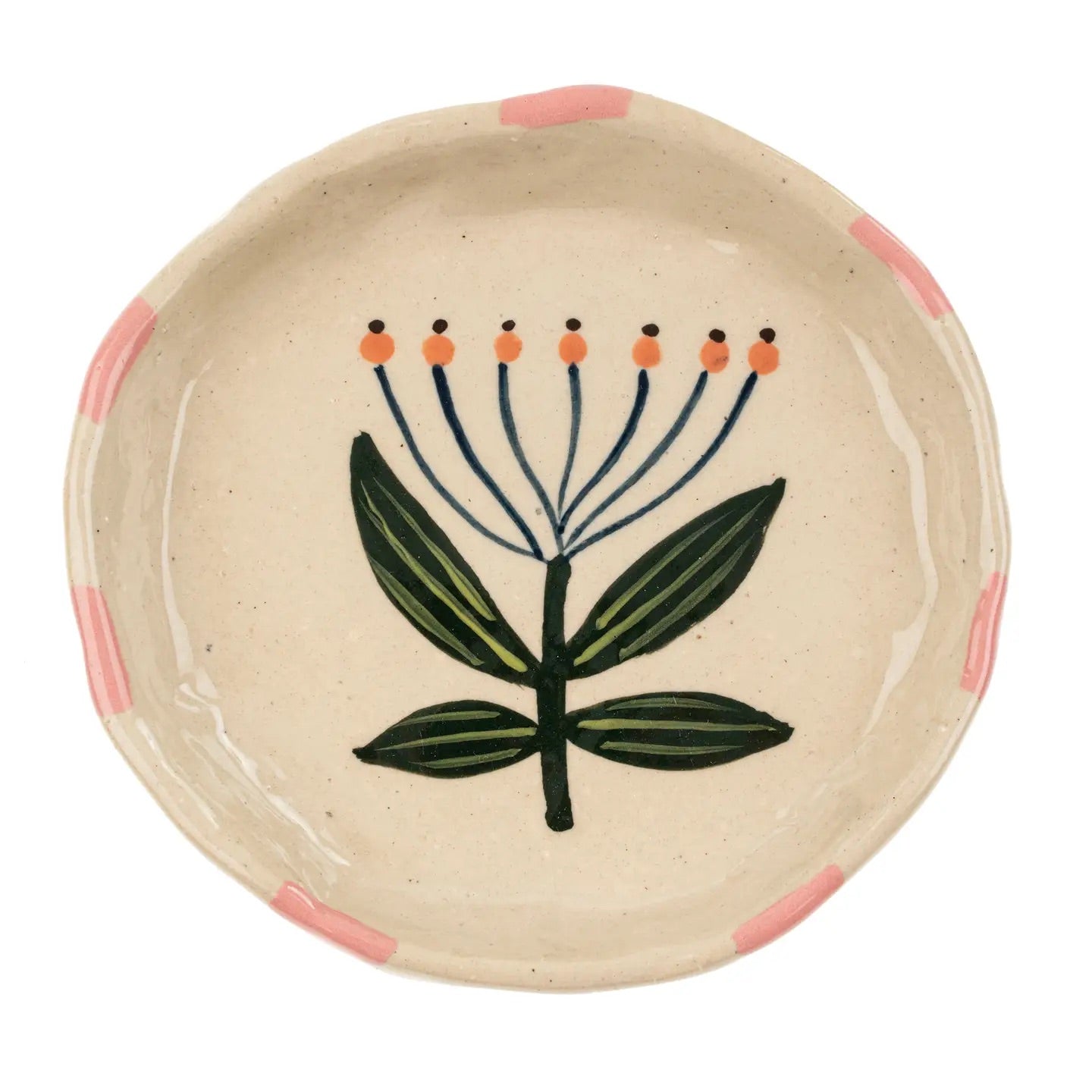 Add charm and function to your dinnerware collection with the Flora Pottery Mini Dish. Made from hand-formed stoneware and painted by hand with a vibrant floral design, each piece is a celebration of traditional crafting methods. 