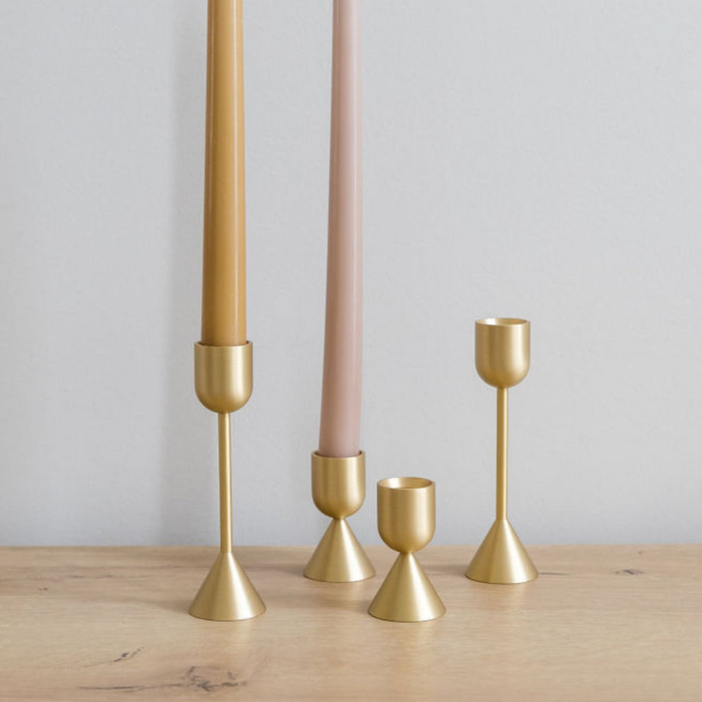 Golden Hour Brass Taper Candle Holder