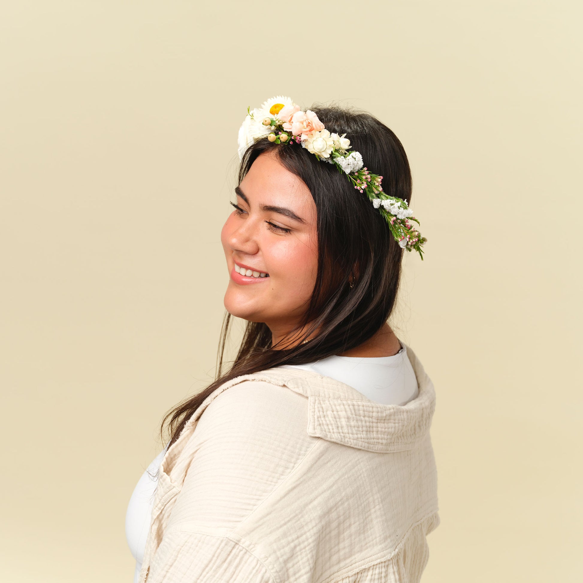 Delicate flower crown from San Diego flower shop Native Poppy