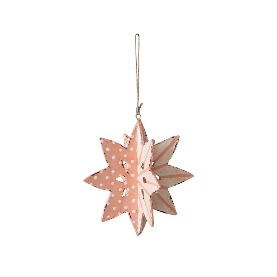 Painted Paper Mache Snowflake Ornament