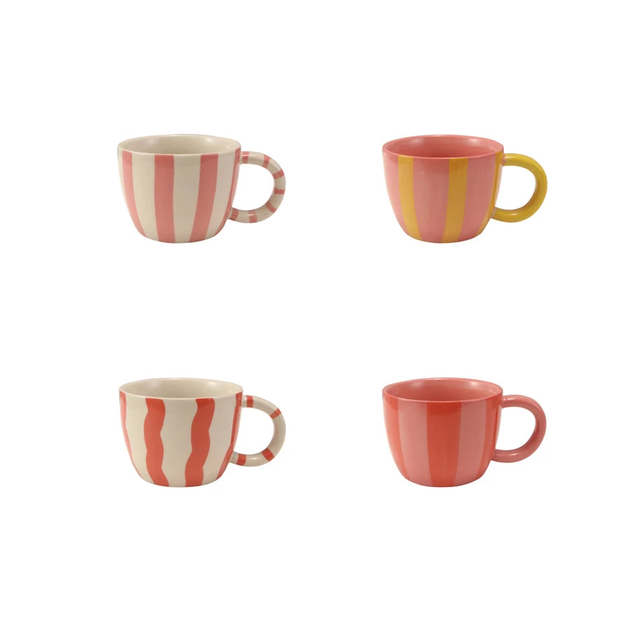 Peachy Striped Stoneware Mug