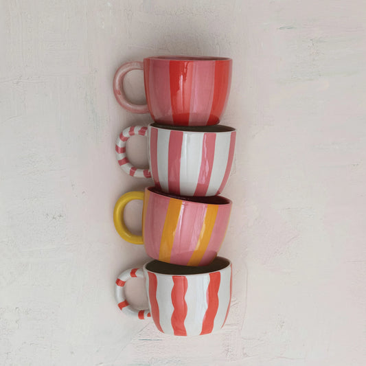 Peachy Striped Stoneware Mug