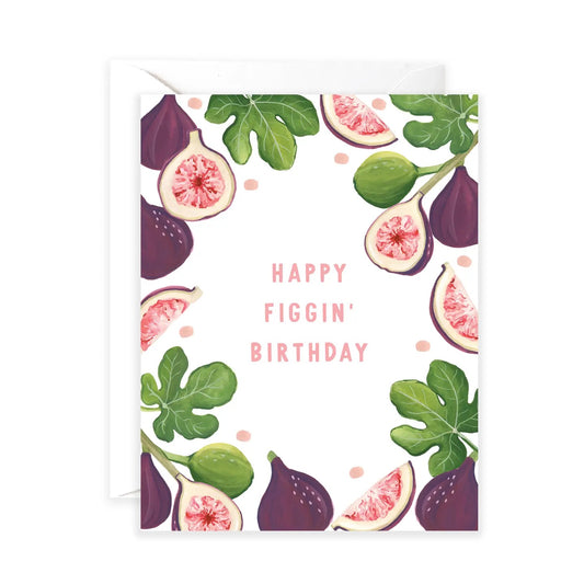Holy fig, it's your birthday! The Happy Figgin' Birthday Greeting Card is the perfect punny birthday card for the fruit lover, foodie, or anyone who appreciates a clever play on words.