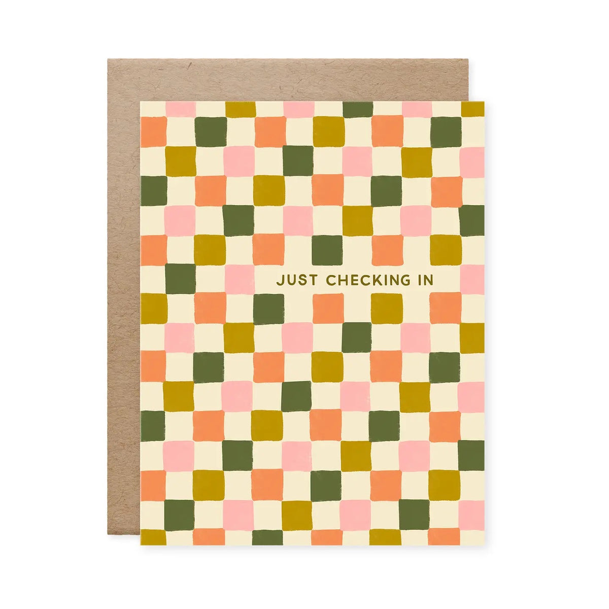 A subtly punny card for those who love puns, checkered patterns, or just checking in on their friends. It’s the perfect “just because” card to send a friend any time of year.