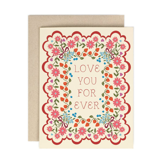 Love You Forever greeting card with floral motif
