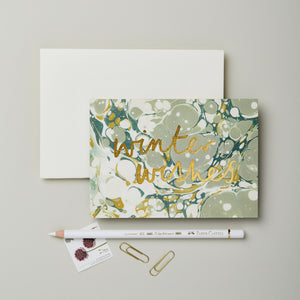 Green Marble Winter Wishes Card | Wanderlust Paper
