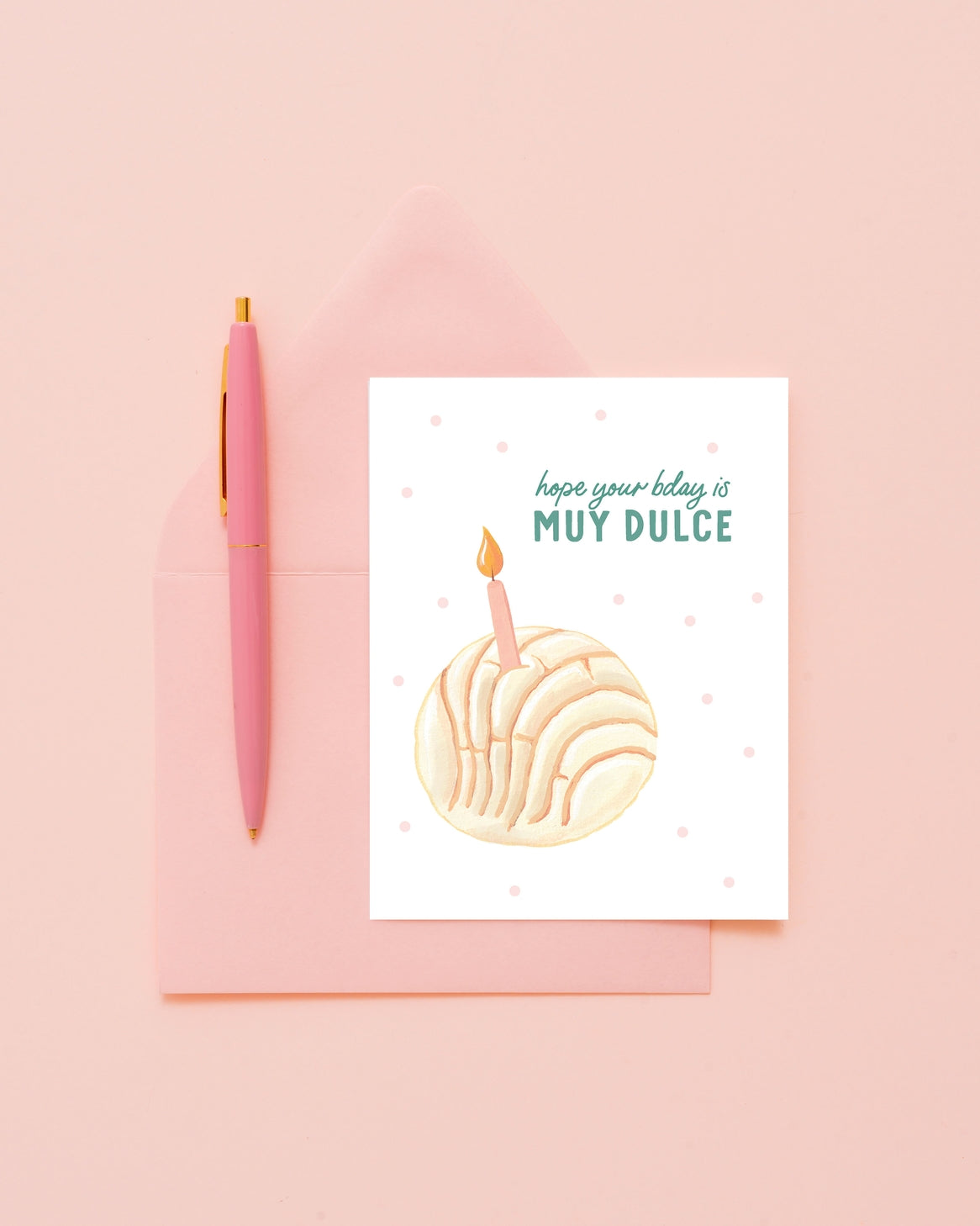 Muy Dulce Spanish Birthday Card with pink pen