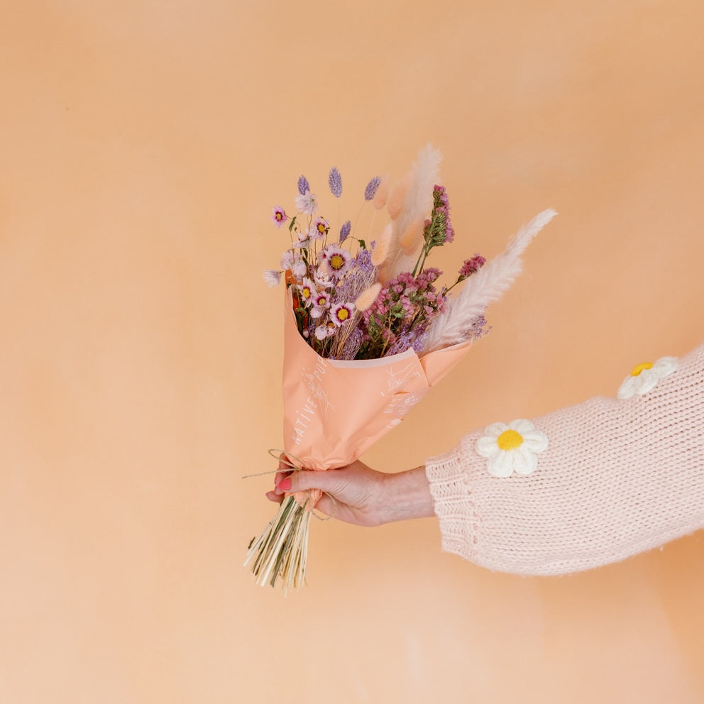 Pink, lilac, and lavender dried flowers from Native Poppy