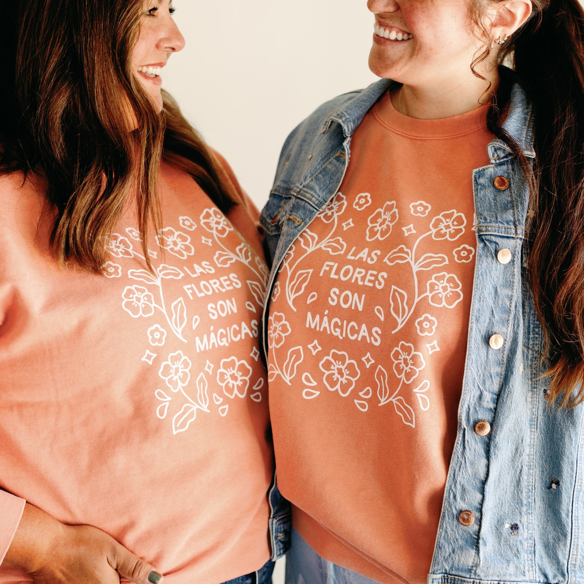 close up details of Las Flores Son Mágicas Sweatshirt