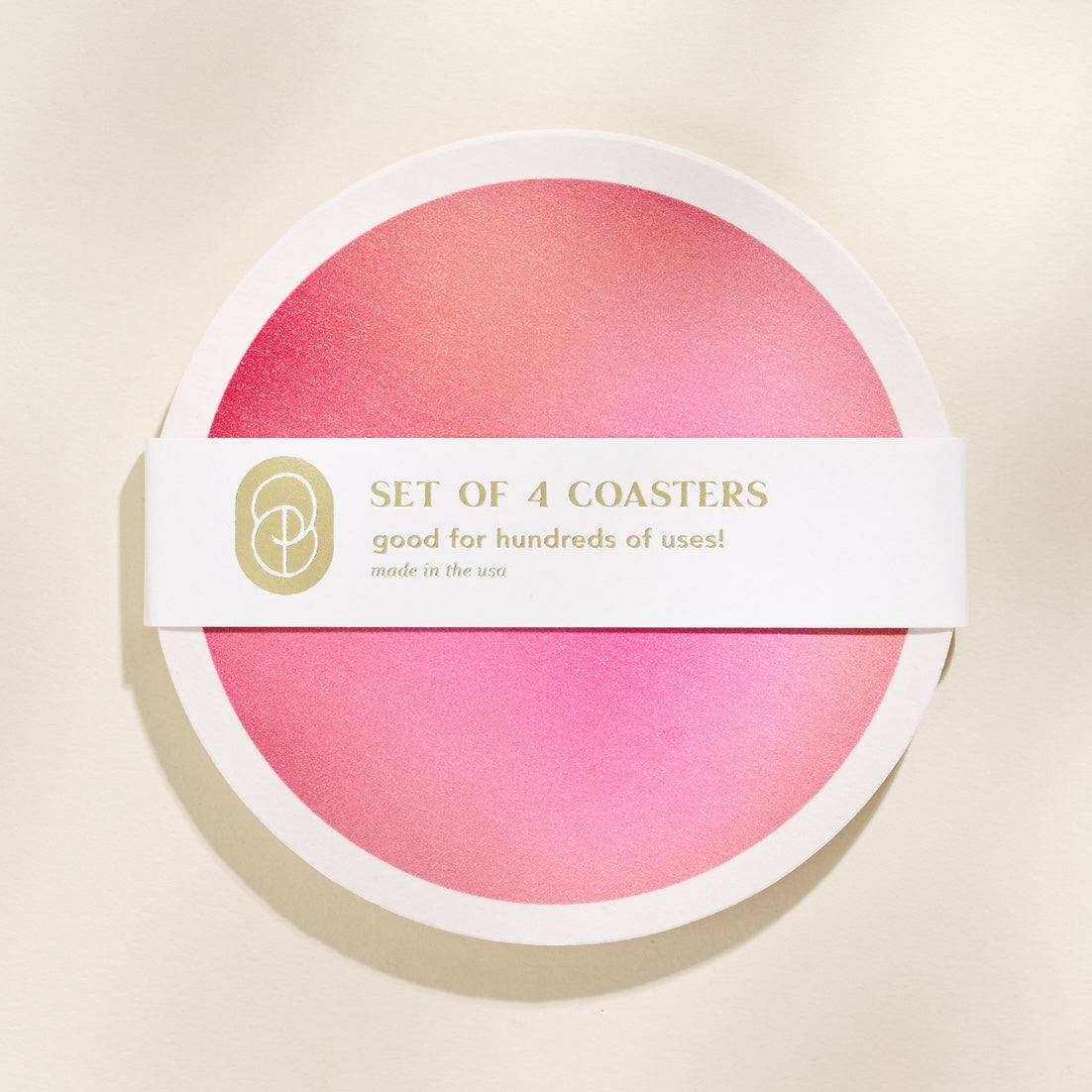 set of four pink coasters